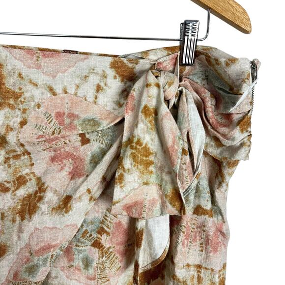 NEW Free People Sweet As Beach Boho Linen Mini Skirt Sz 12 Neutral Combo Vaca - Picture 5 of 9
